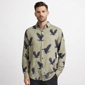 The Kooples Flying Eagle Shirt NWT Small 100% Viscose Relaxed Fit